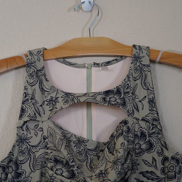 Garnet Hill Active High-Neck One-Piece Swimsuit Olive Green Floral 14 Beach - Picture 3 of 10